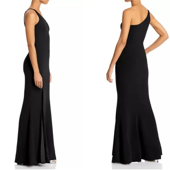 Dress The Population Amy One-Shoulder Maxi Gown Wedding Prom Cocktail Black Dres - Picture 2 of 13